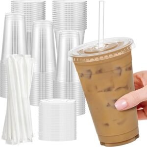 Plastic Cups with Lids and Straws